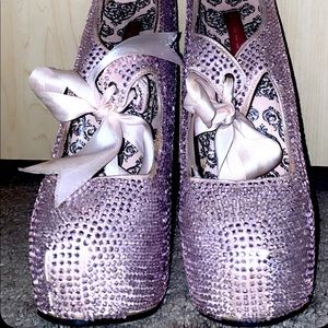 Bordello pink rhinestone heels